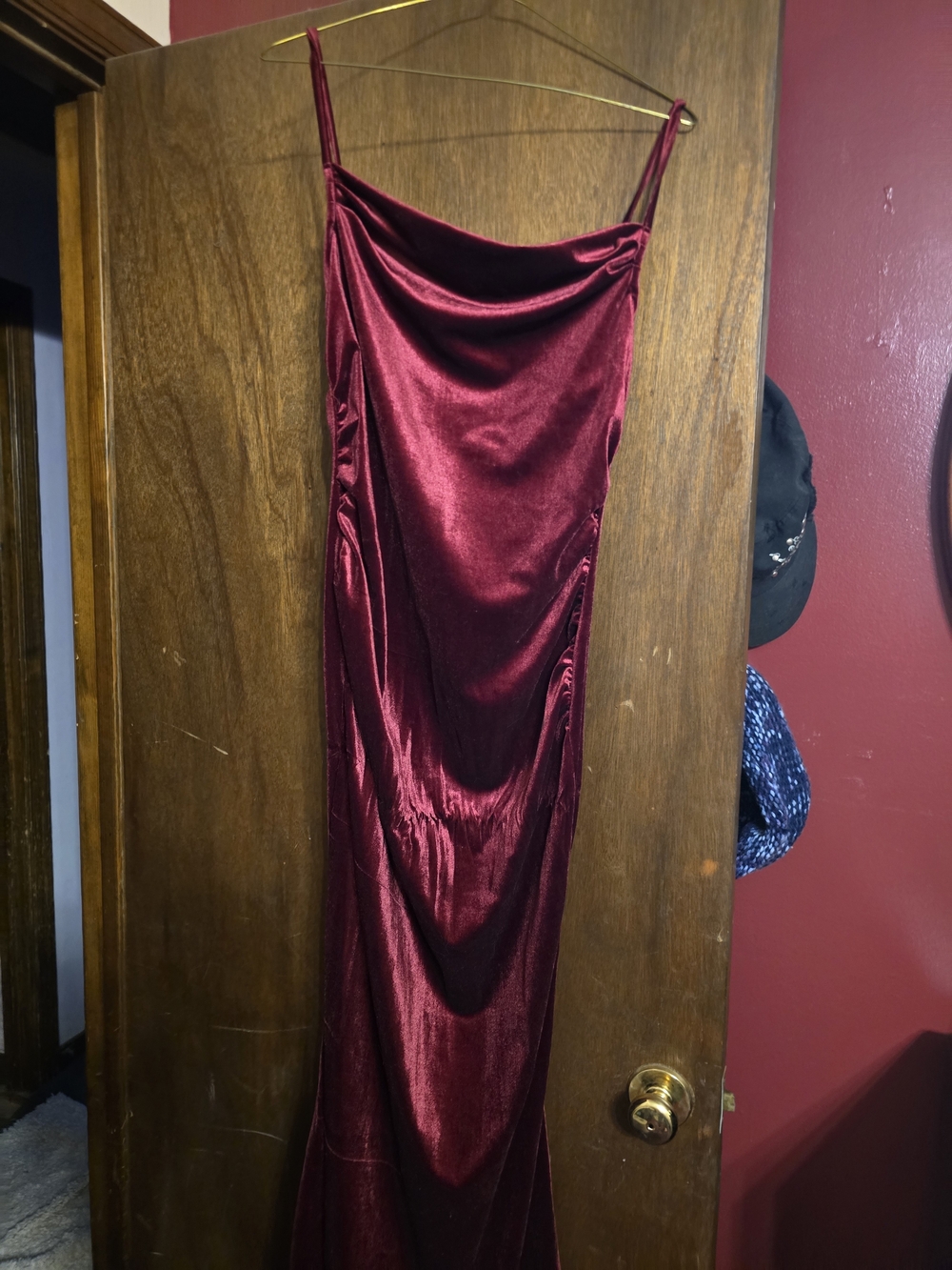 SHEIN Burgundy Satin Cowl Neck Slip Dress